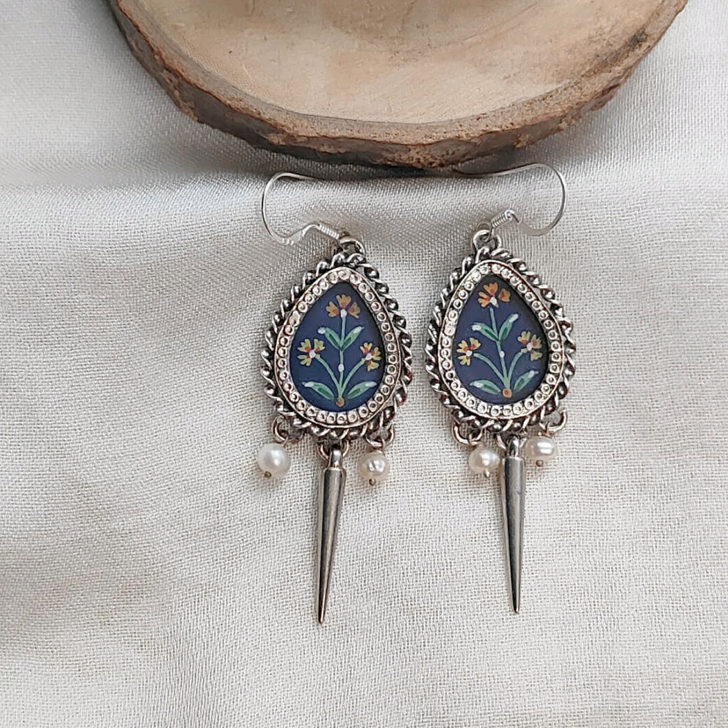 Afsana Blue Hand-painted Danglers